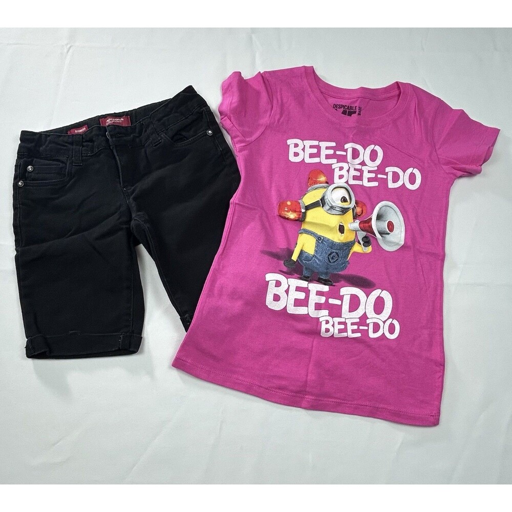 Girls' Outfit Bundle - 2-Piece Set - Minions T-Shirt & Bermuda Shorts - Size S/7